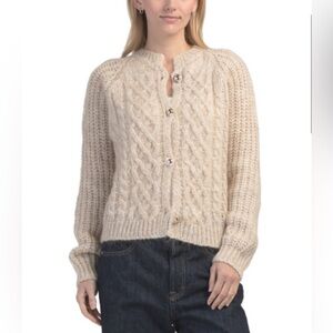 Dimensione Maglia Mohair Wool Blend Beige Knit Sweater.Made in Italy NWT Size L